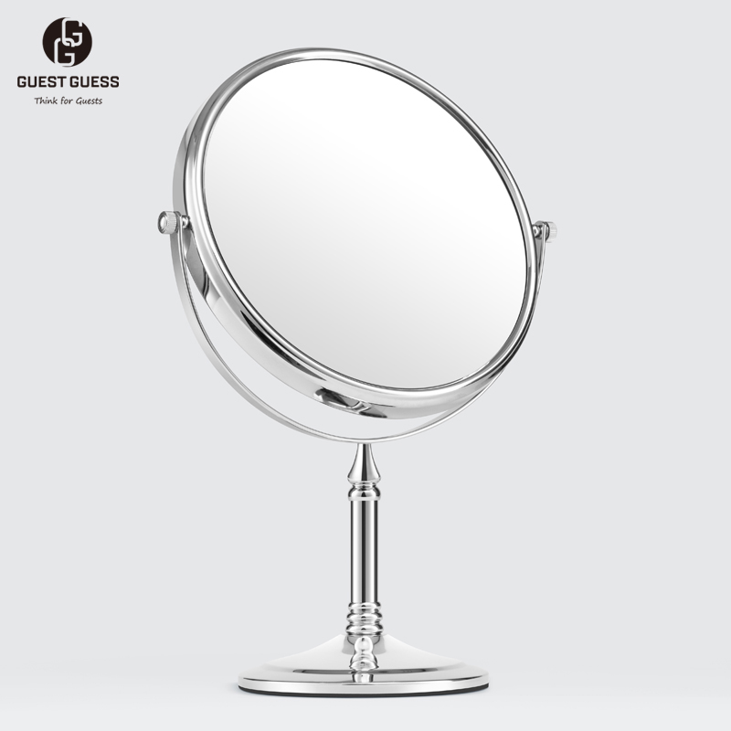 8 inch Round Free Stand Cosmetic Mirror LA728 Silver 01