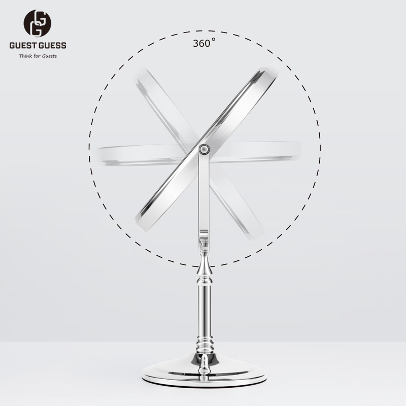 8 inch Round Free Stand Cosmetic Mirror LA728 Silver 02