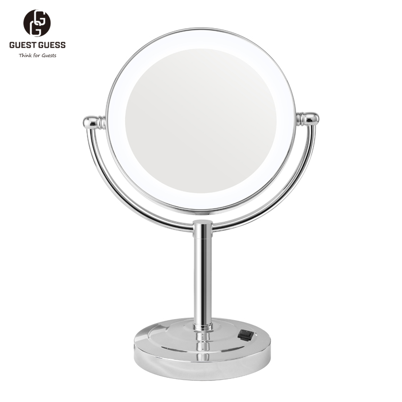 8 inch Round Free Stand LED Cosmetic Mirror LA5108 Silver 01