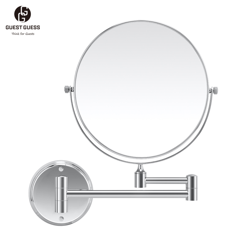 8 inch Round Wall Mounted Cosmetic Mirror LA1088 Silver 01