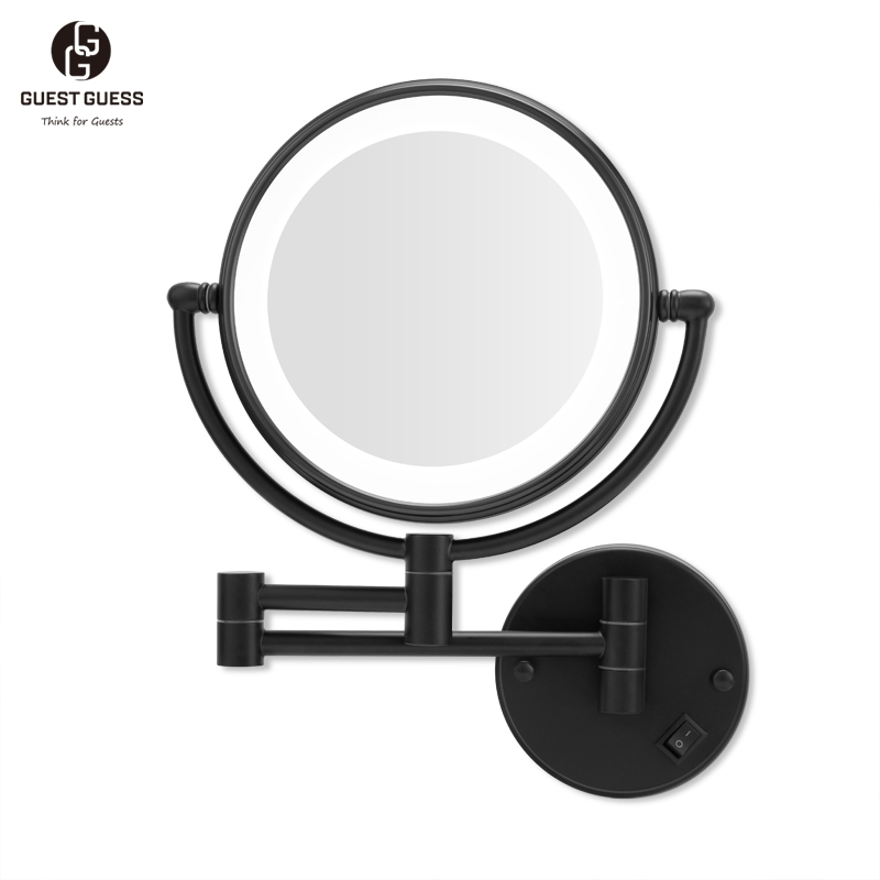 Round LED Cosmetic Mirror LA5228 Matt Black 02